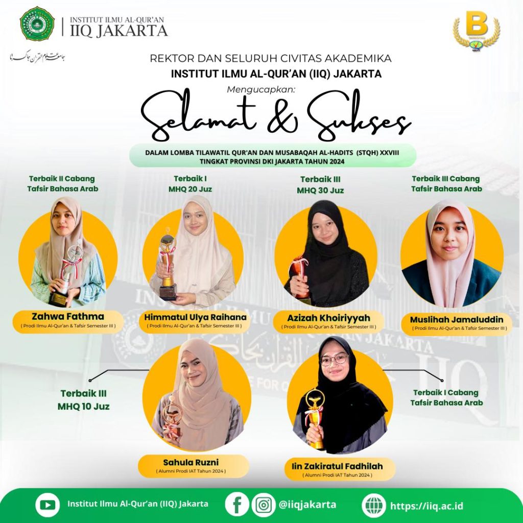 Mahasiswa IIQ Jakarta Borong Juara di STQH Tingkat Provinsi DKI Jakarta